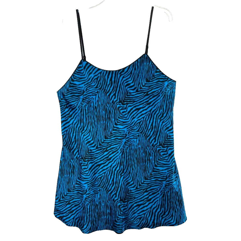 Cacique Blue and Black Zebra Print Slip Tank